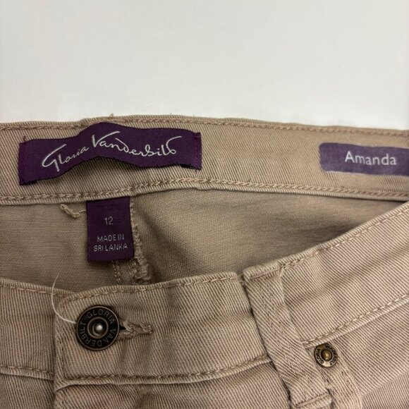 Gloria Vanderbilt Amanda Straight leg Women's size 12 Beige Tan Denim Jeans - Picture 2 of 4